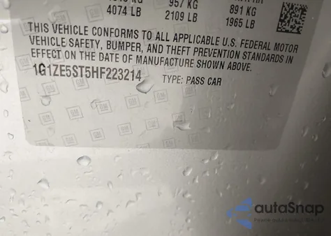 2017 Chevrolet Malibu 1Lt z USA, uszkodzony, nr VIN 1G1ZE5ST5HF223214